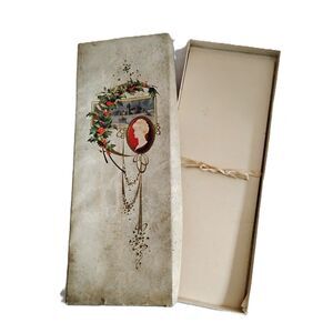 Antique Edwardian Decorative Glove Box, C 1900s 1910s, Winter Christmas Scene